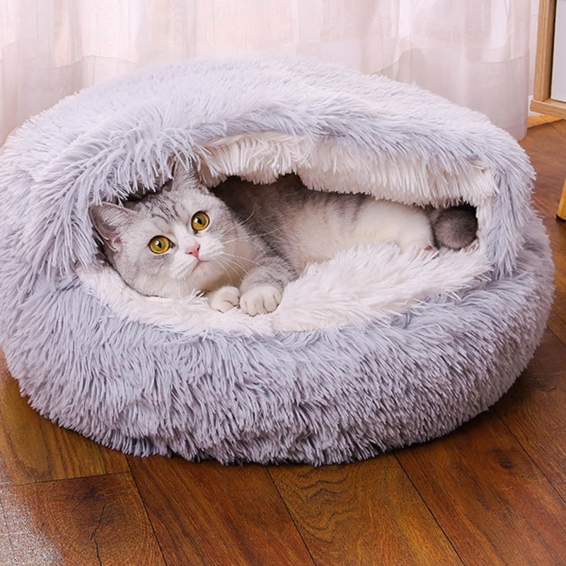 Semi-enclosed Warm Fleece Pet Bed