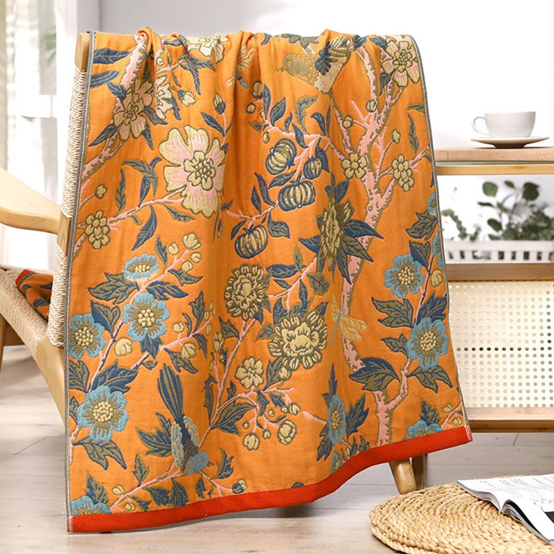 Bright Color Hibiscus Reversible Bath Towel