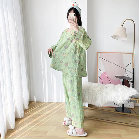 Plus Size Tree Cotton Gauze Loungewear Set