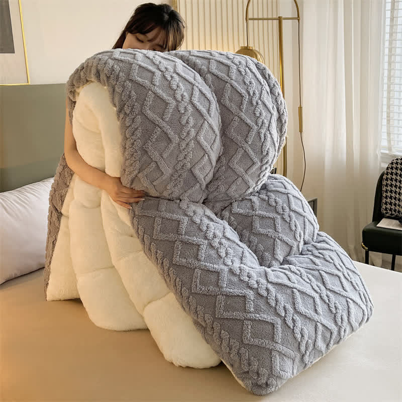 Jacquard Solid Color Comfy Fluffy Blanket