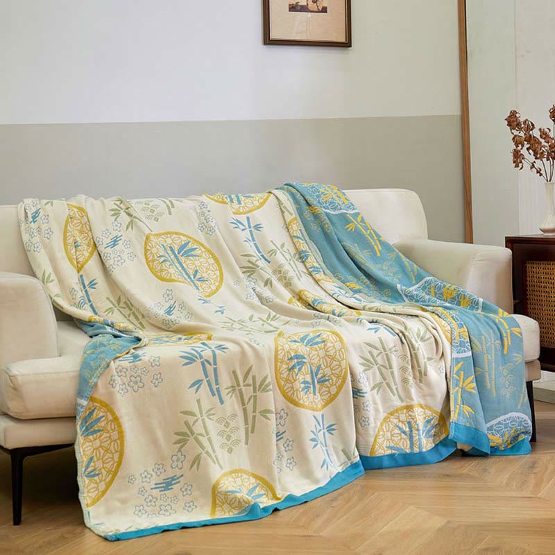 Pastoral Bamboo Flower Soft Reversible Quilt