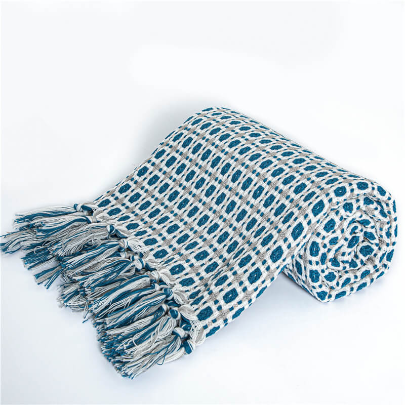 Ownkoti Knitted Sofa Blanket Couch Blanket With Tassels