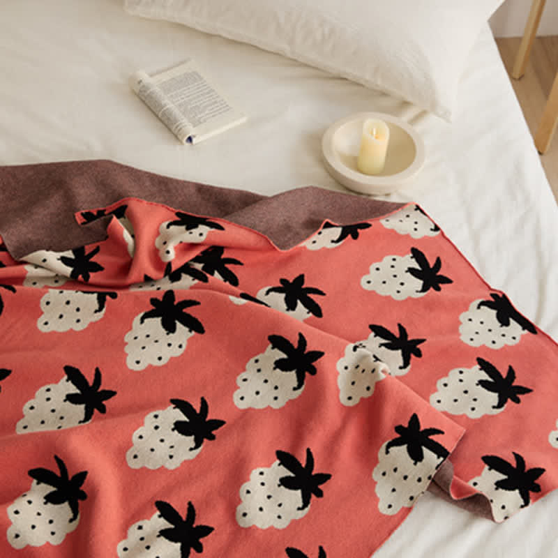 Strawberry Print Soft Cotton Reversible Blanket