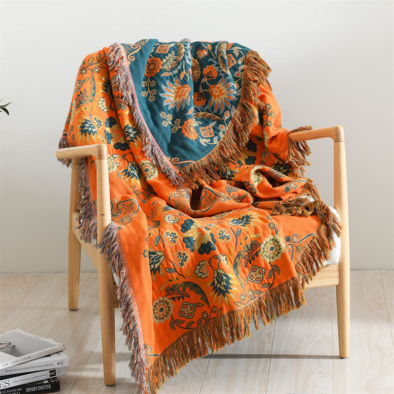 Vintage Throw Blanket Flower Sofa Cover