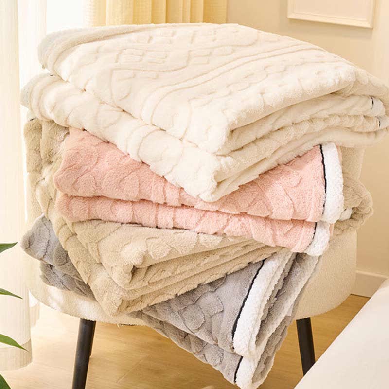 Solid Color Jacquard Soft Fleece Blanket