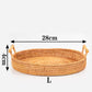 Ownkoti Hand Woven Rattan Round Tray With Handles