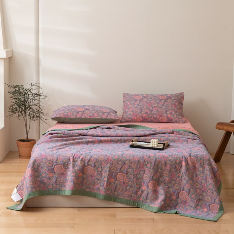 Flower Jacquard Cotton Gauze Reversible Quilt