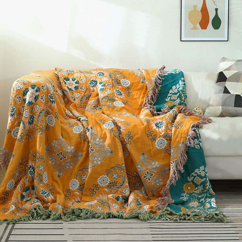 Vintage Throw Blanket Flower Sofa Cover