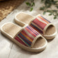 Colorful Striped Open Toe Flax Slippers