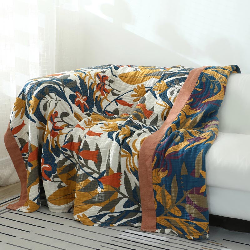 Goldenrod Flower Reversible Cotton Sofa Blanket