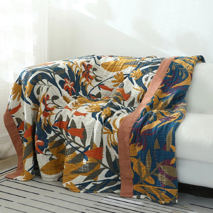 Goldenrod Flower Reversible Cotton Sofa Blanket