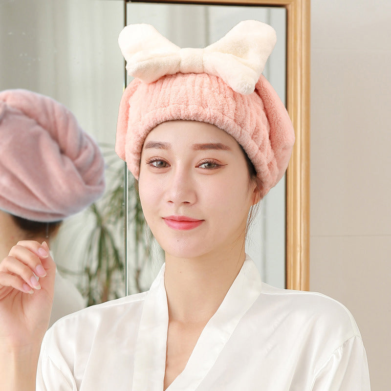 Bowknot Elastic Band Hair Drying Hat