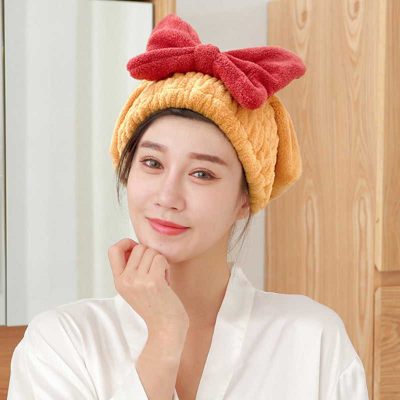 Bowknot Elastic Band Hair Drying Hat