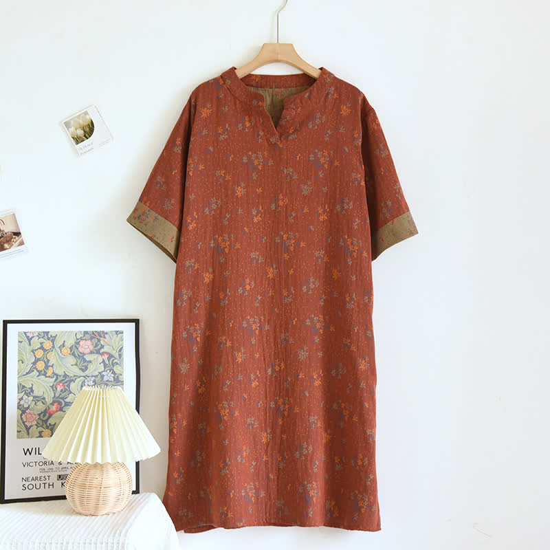 Natural Floral V-neck Soft Cotton Nightdress