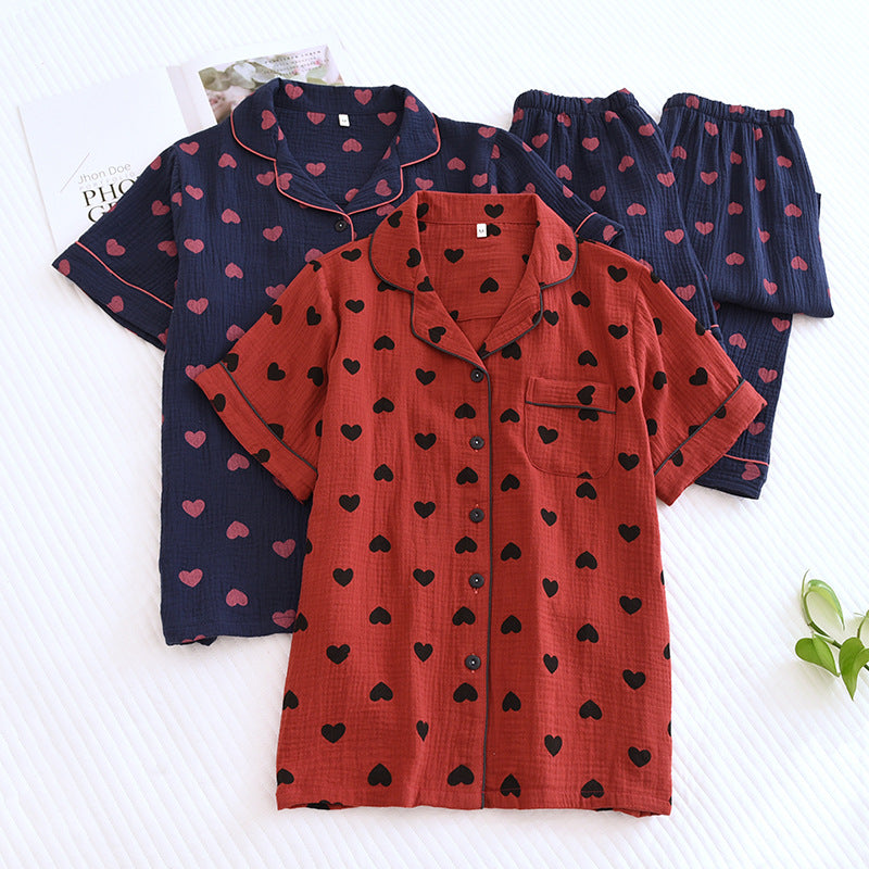 Heart Print Pure Cotton Pajama Set(3PCS)