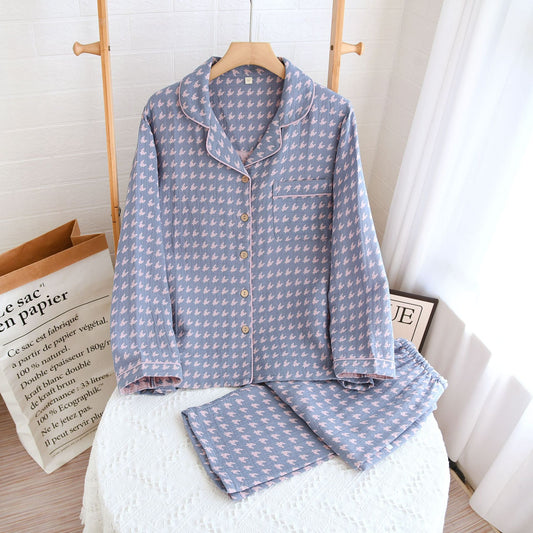 Houndstooth Cotton Gauze Loungewear Set