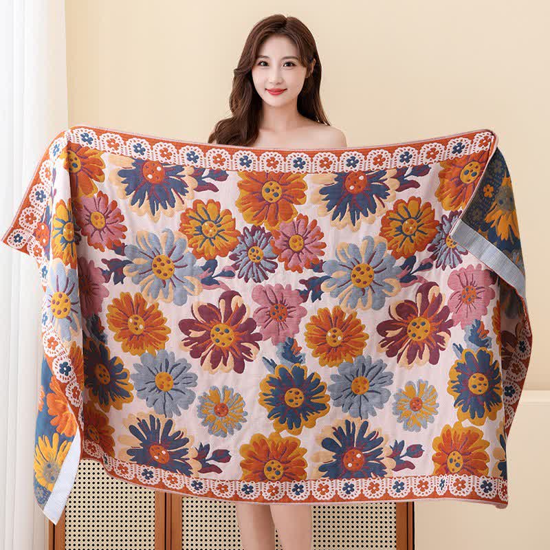 Bright Flower Soft Cotton Bath Towel