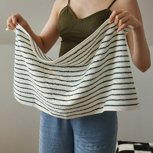 White & Black Striped Breathable Cotton Towel