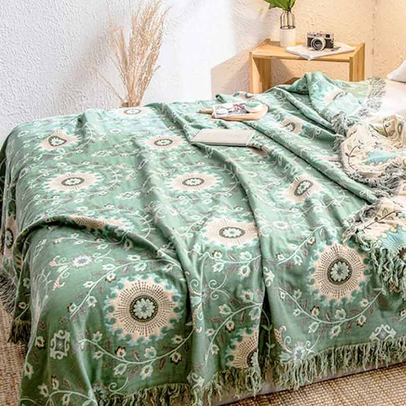 Ownkoti Retro Sofa Cover Cotton Reversible Blanket