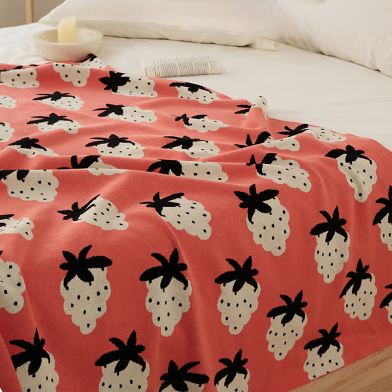 Strawberry Print Soft Cotton Reversible Blanket