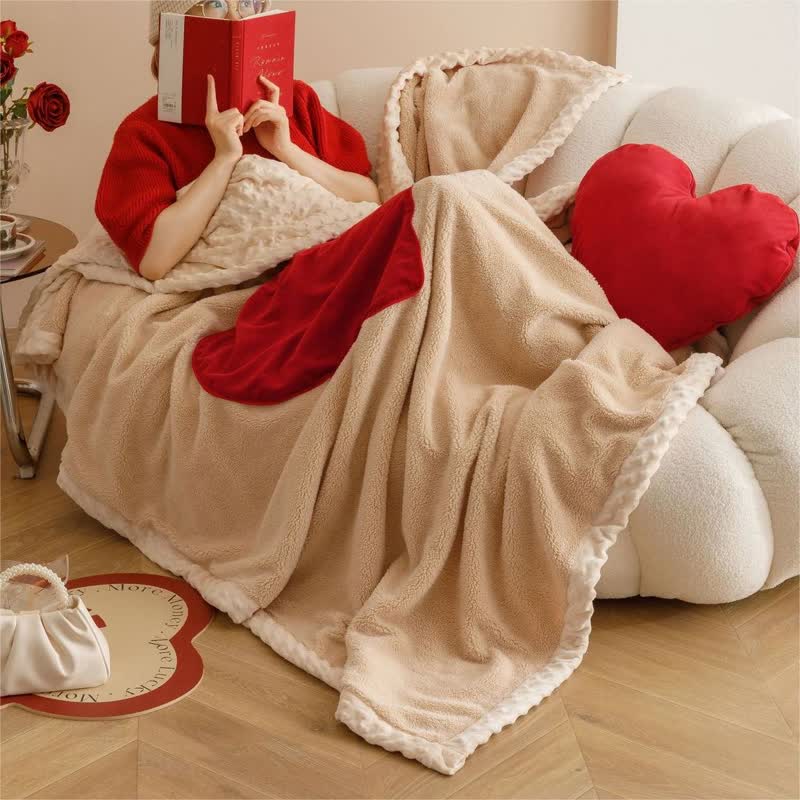 Valentine's Day Heart Print Decorative Blanket