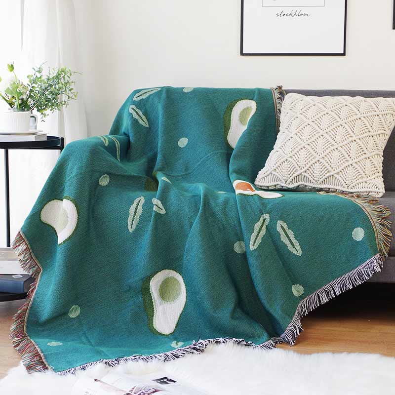 Ownkoti Avocado Print Blanket with Tassel