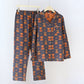 Bear Jacquard Lapel Cotton Loungewear Set