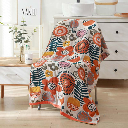 Ownkoti Flower Printed Colorful Reversible Bath Towel