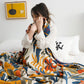 Goldenrod Flower Printed Reversible Cotton Quilt