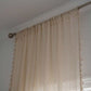 Cotton Beige Curtain Hollow-Out Tassel Drapes