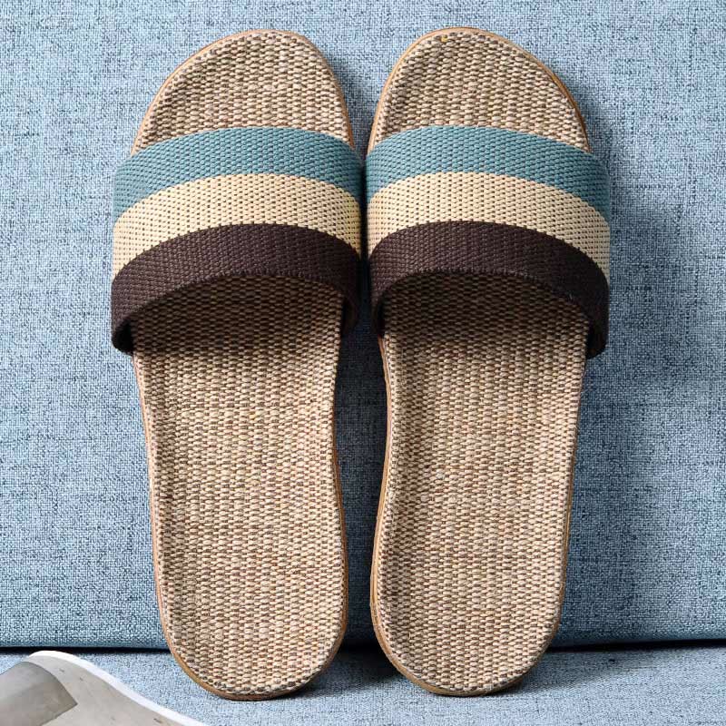 Simple Cooling Open Toe Flax Slippers