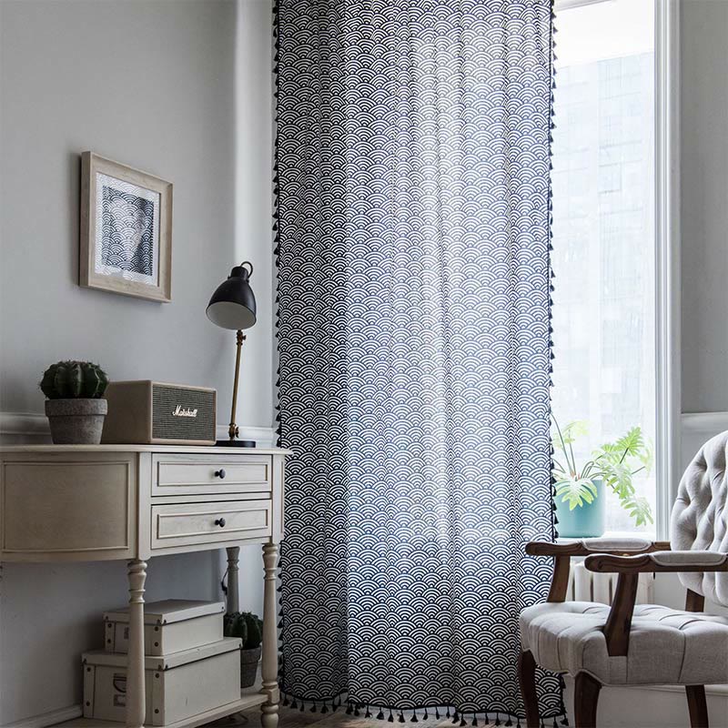 Fish Scale Semi Blockout Tassel Curtain