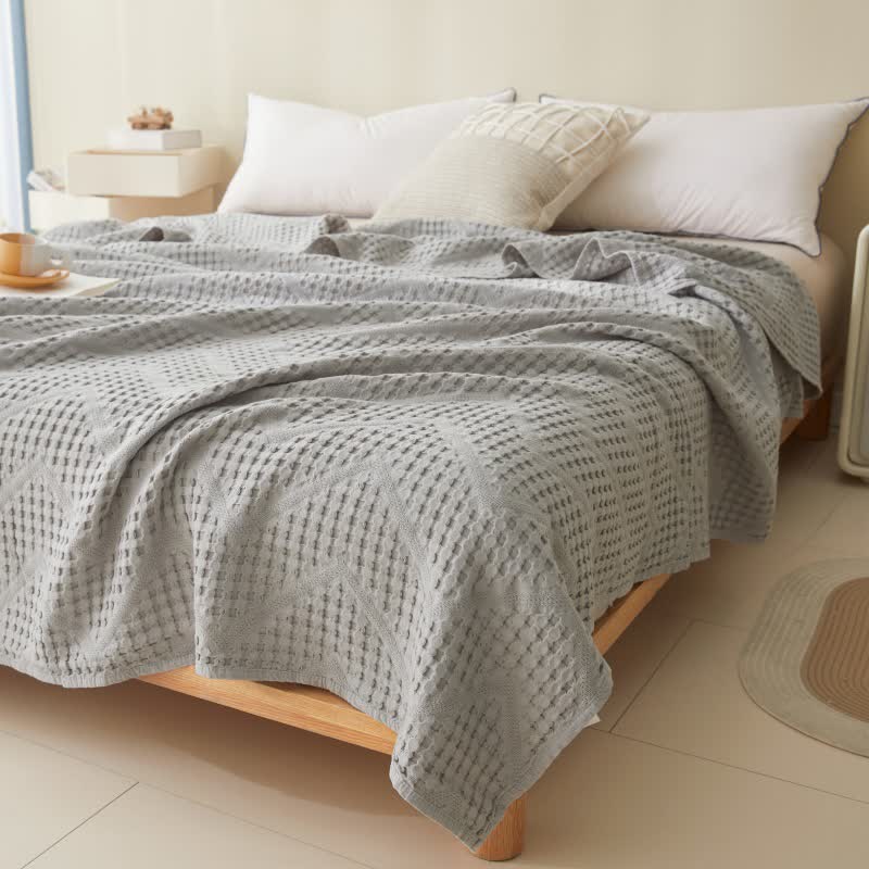 Solid Color Waffle Texture Towel Quilt