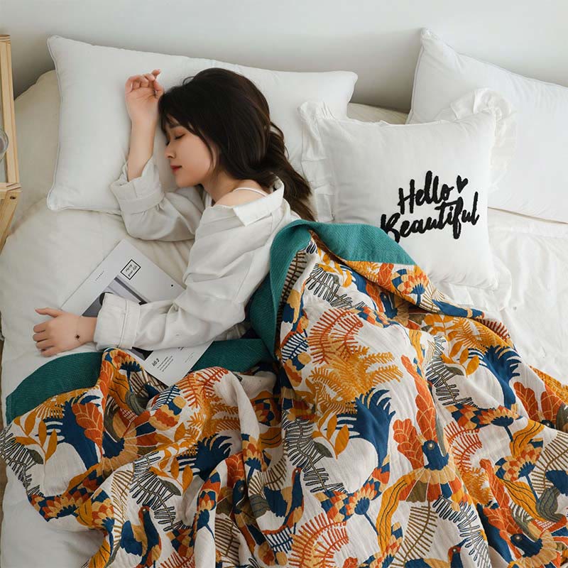 Ownkoti Soft Bird & Flower Cotton Reversible Quilt