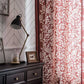 Cotton Linen Flower Red Curtain