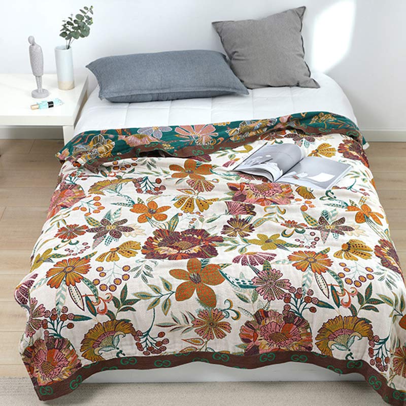 Ownkoti Luxuriant Flower Cotton Reversible Soft Quilt