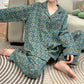 Plus-size Geometric & Floral Cotton Pajama Set