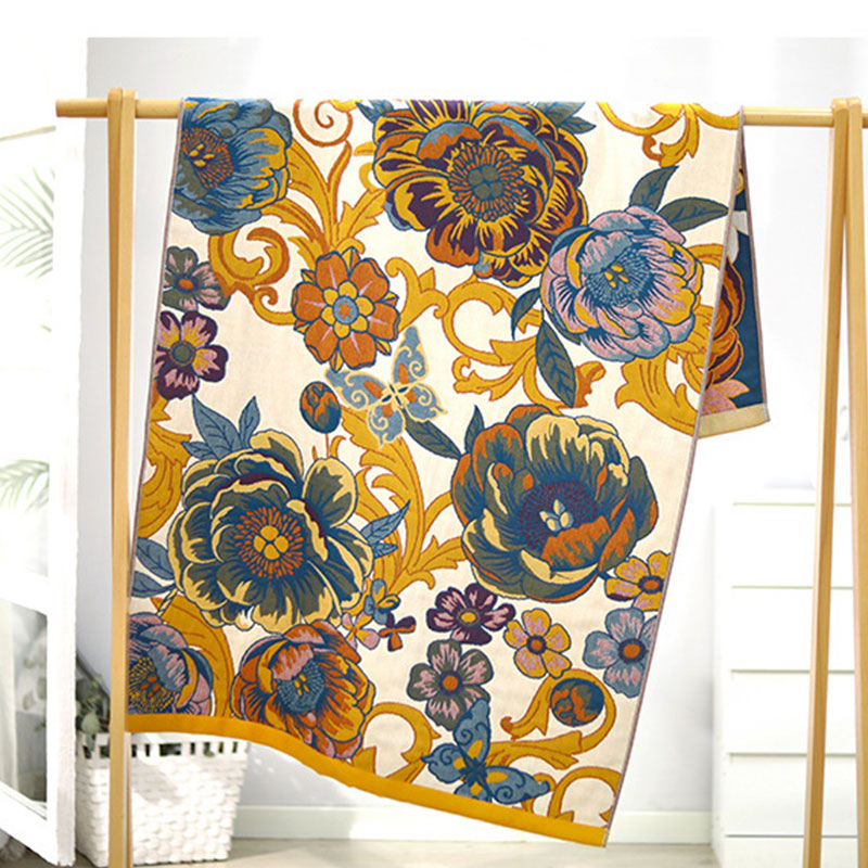 Blooming Flowers Reversible Cotton Bath Towel