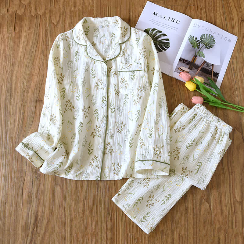 Floral Cotton Double Gauze Pajama Set