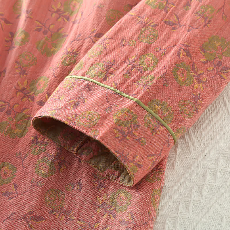 Retro Rose Cotton Gauze Pajama Set