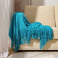 Simple Solid Color Tassel Throw Blanket