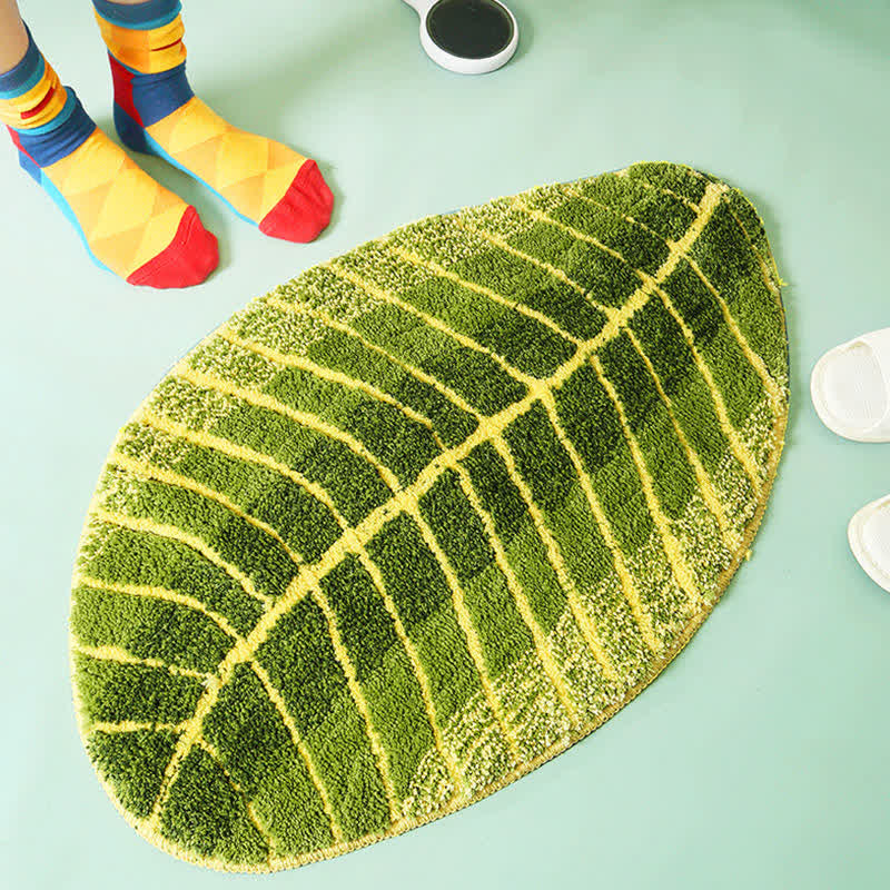 Ownkoti Green Banana Leaf Soft Door Rug