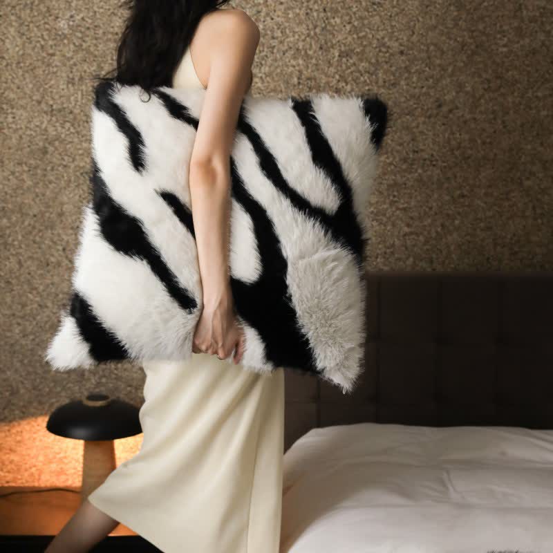 Modern Zebra Print Faux Fur Blanket