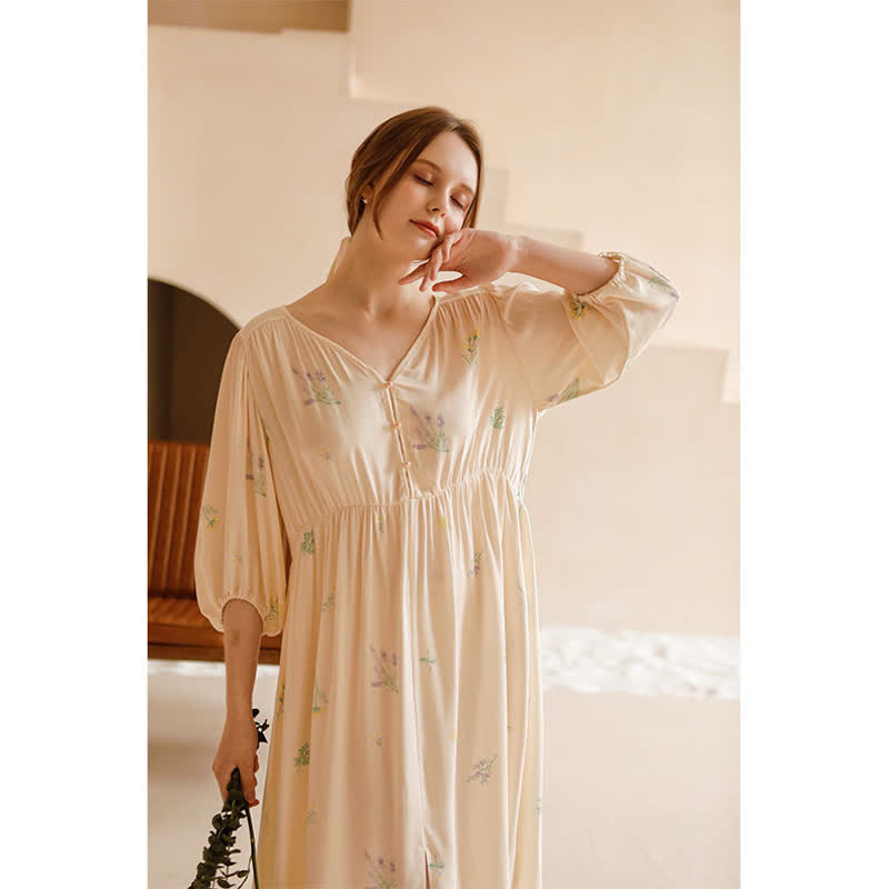 Cute Rural Style Comfy Satin Nightdress