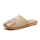 Retro Embroidered Lotus Flax Slippers