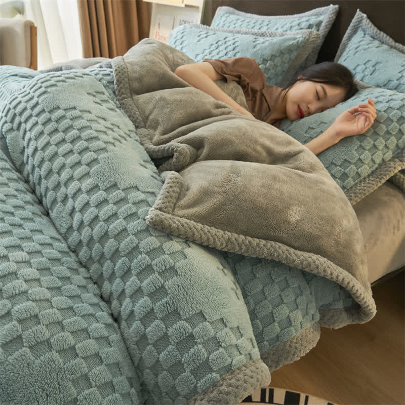 Diamond Checkerboard Functional Thick Throw Blanket