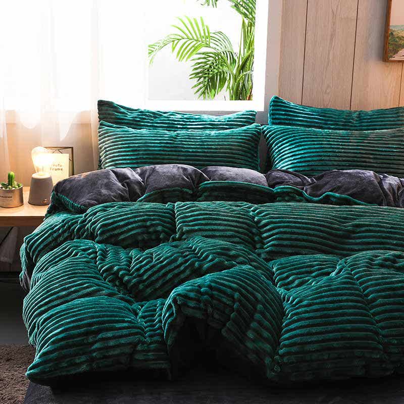 Pure Color Thick Velvet Bedding Set