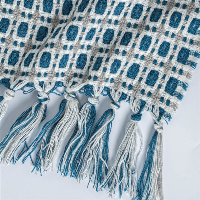 Ownkoti Knitted Sofa Blanket Couch Blanket With Tassels