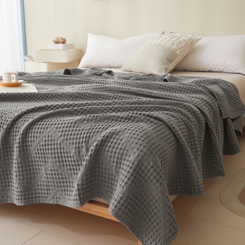 Solid Color Waffle Texture Towel Quilt