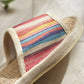 Colorful Striped Open Toe Flax Slippers